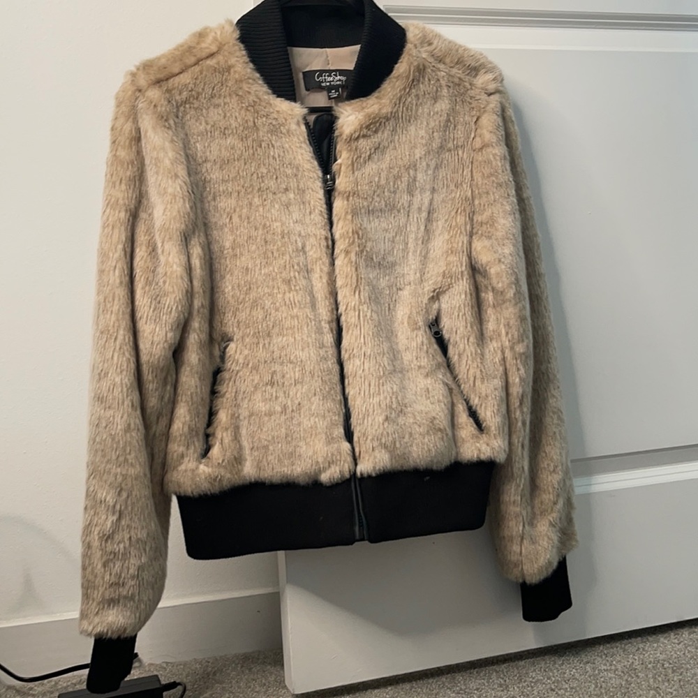 Faux fur bomber jacket